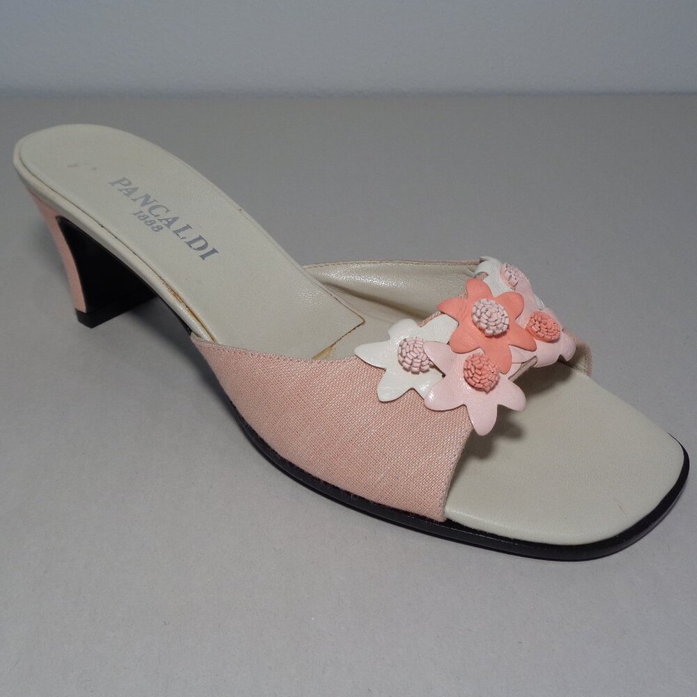 Pancaldi Size 8.5 M P3056 Coral Jeans Fabric Heeled Sandals New Women's Shoes - Picture 4 of 16
